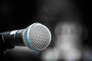 Microphone in concert hall or conference room